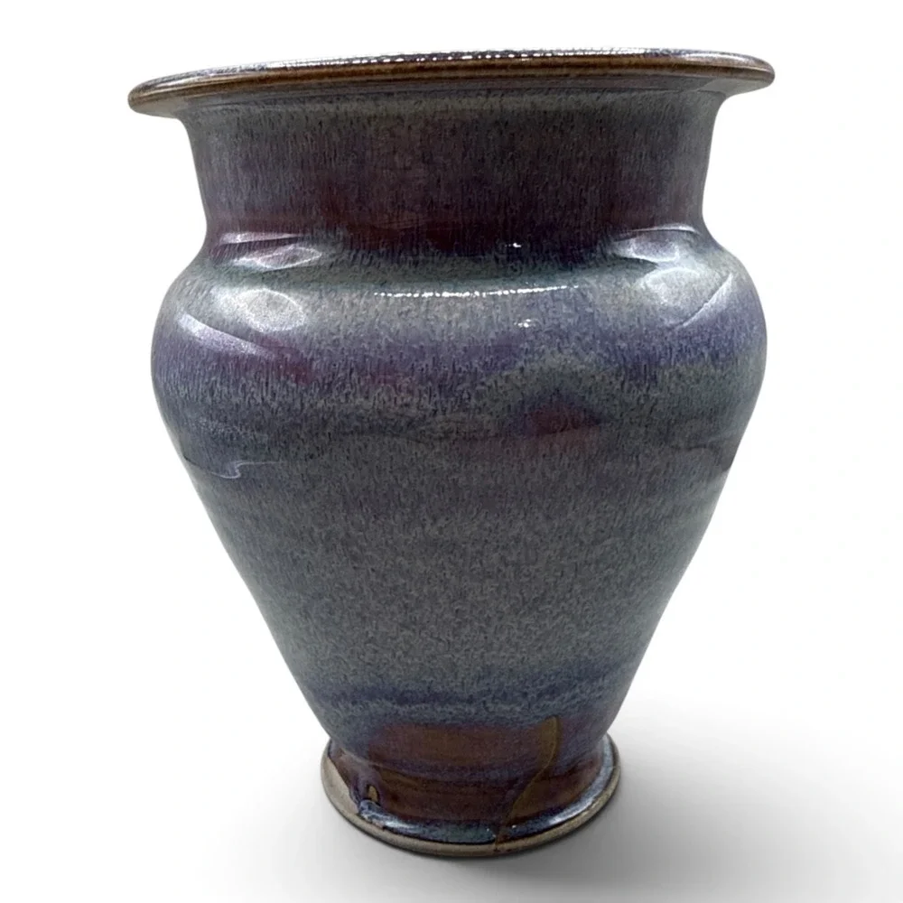 Stephen Bennett Signed Studio Pottery Vase Purple Blue Reactive Glaze 6.5